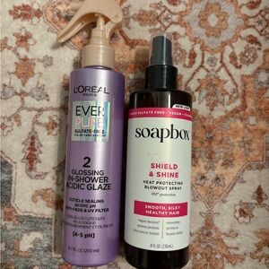 Loreal Hair Ever Pure Gloss Glaze and Soapbox Shine Shield Spray